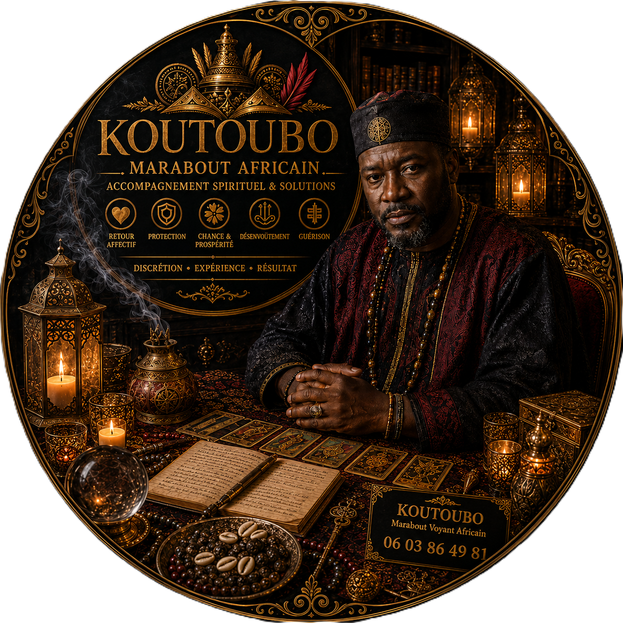 Emblème du Marabout Koutoubo, praticien traditionnel africain